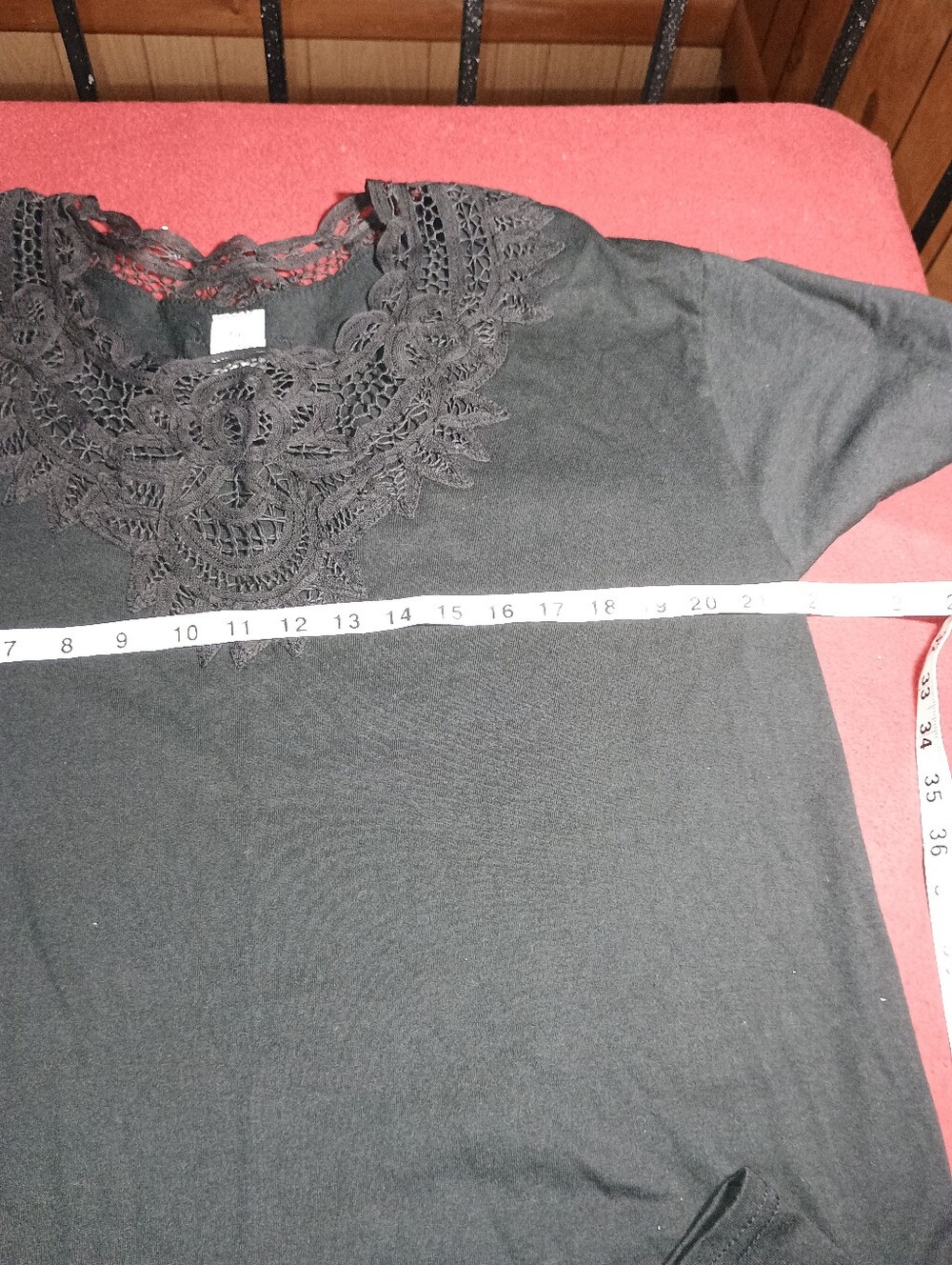 Bundle of 2 Black Short Sleeve Tops One Beaded & One Open Work Detailed See pics - Picture 9 of 12